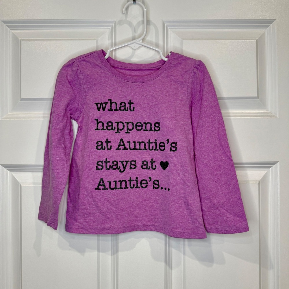 Childrens Place Girls Shirt Size 3T Purple Aunties Long Sleeve Top